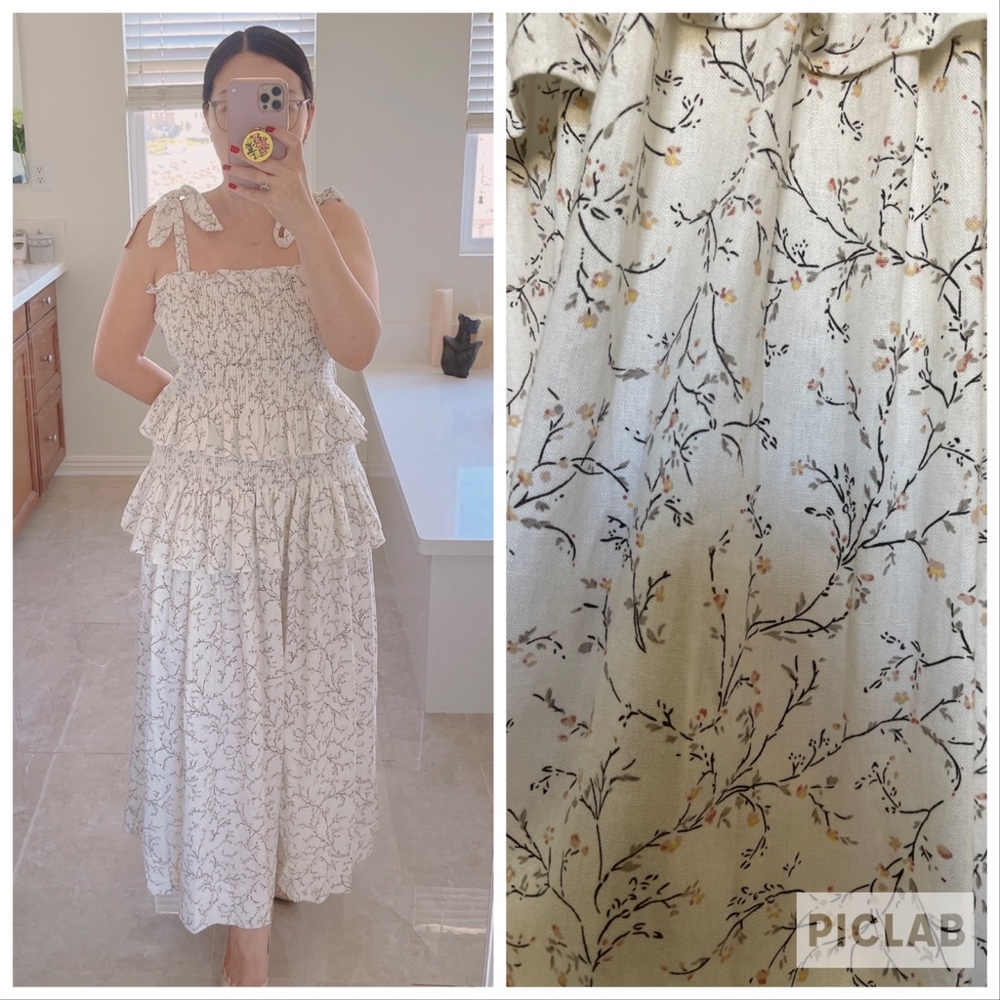 NWT House of Harlow 1960 Linen Floral Maxi Dress Size XS